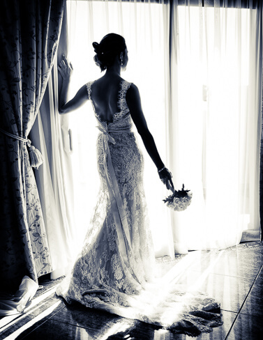 An image of a bride displayed framed
