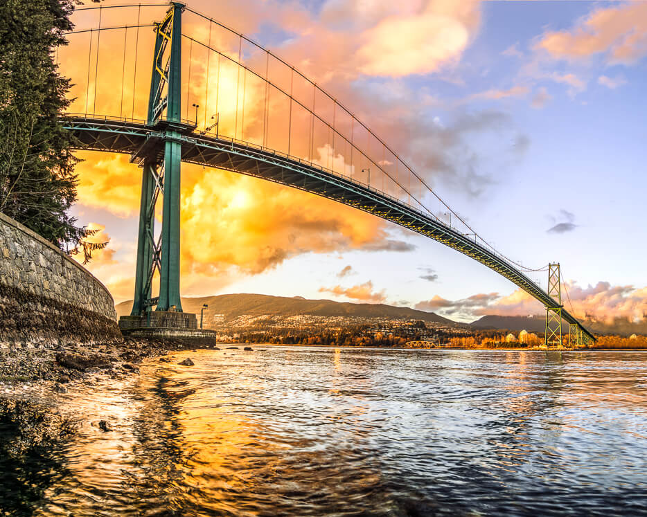 An image of a bridge displayed on metallic mounting